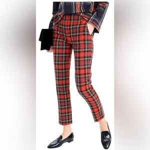 J Crew High Rise Cameron Red Plaid Tartan Pants Trousers size 2